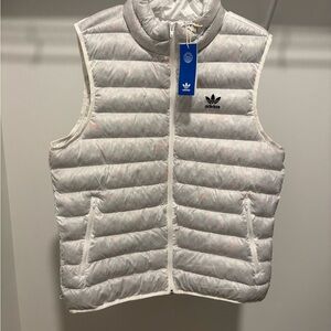 adidas White Quilted Puffer Vest with Subtle Pattern